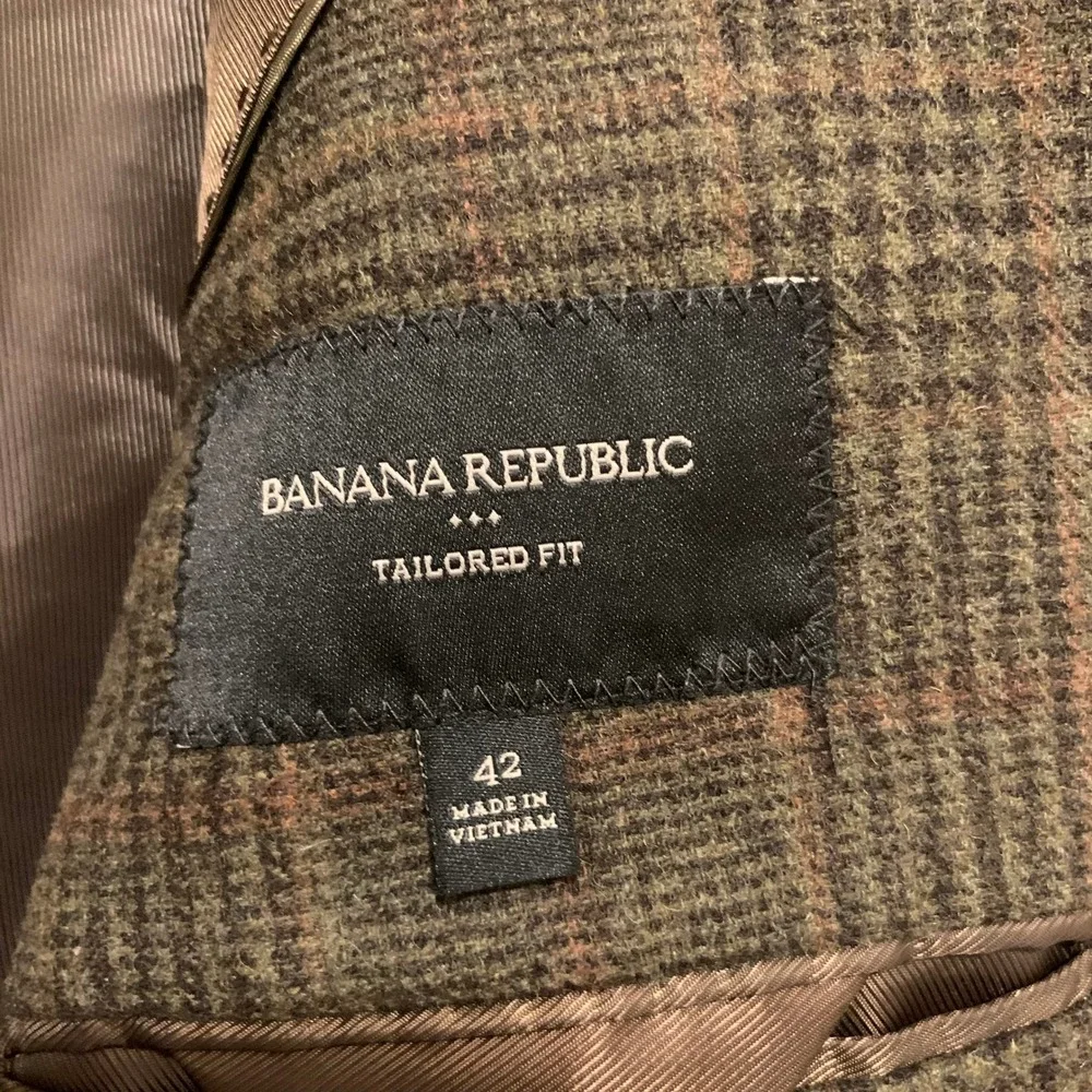 Banana Republic Tailored Fit Blazer Mens 42R Glen Plaid Sport Coat Jacket